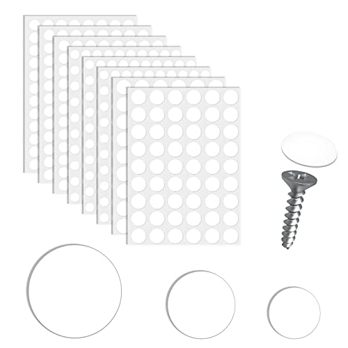 AIEX 9 Blatt 870 Stück Aufkleber Schraubenlöcher, 3 Größen PVC Selbstklebende Schraubenloch Aufkleber für Holzschränke und Regale Aufkleber für Möbelschrauben (Weiß) von AIEX
