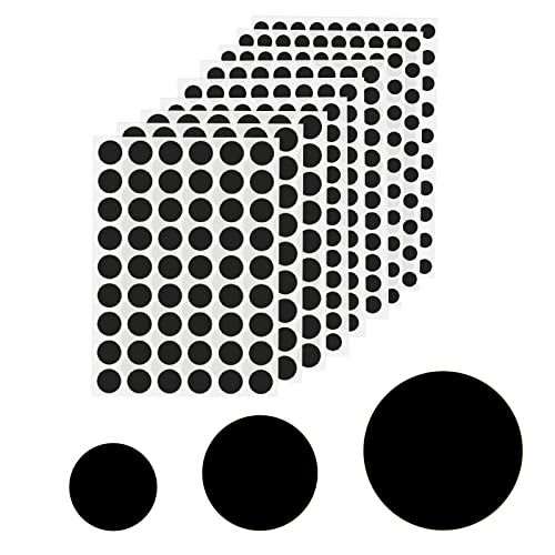 AIEX 9 Bögen, 870 Stück, selbstklebend, für Schraubenloch, 12/15/21 mm, Schutzkappen, selbstklebend, für Möbel, aus Holz, für Schränke, Spiegel, Regal (schwarz) von AIEX