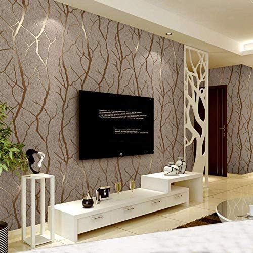 Moderne minimalistische Mode Vliestapete 3D geprägt Zweig Tapete gestreift Wohnzimmer TV Sofa Hintergrund von BINLUO