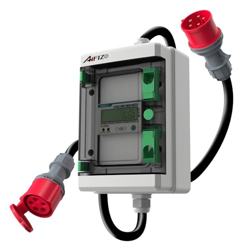 AIFIZO Mobiler Digitaler Stromzähler mit Reset 2m, 3 Phasen 16A 400V CEE-Stecker und Kupplung Drehstromzähler, IP55 CEE Adapter Stromzähler für Steckdose AIFIZO Mobiler Digitaler Stromzähler mit Reset 2m, 3 Phasen 16A 400V CEE-Stecker und Kupplung Drehstromzähler, IP55 CEE Adapter Stromzähler für Steckdose von AIFIZO