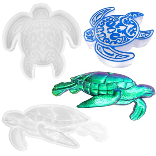 AIFUDA Silikonformen mit Meeresschildkröten-Tiermotiv, große Schildkröte, für Harzguss, DIY, Wandbehang, Schreibtisch, Aquarium, Aquarium, Dekoration, 2 Stück von AIFUDA