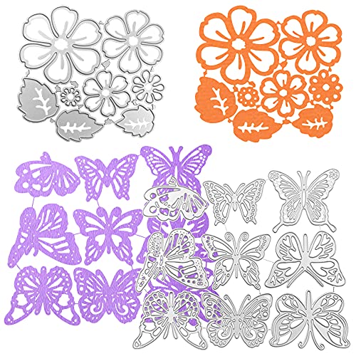 Aifuda Stanzschablonen mit Schmetterlings- und Blumenblättern, Metall-Stanzformen für Bastelarbeiten, Sammelalben, Bilderrahmen, Karten, Alben, 17 Stück von AIFUDA