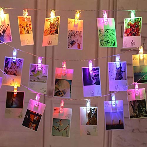LED Foto Lichterkette, 6 Meter/Lichterketten-8 Modi 40 Foto-Clips, USB/Batteriebetrieben Dekoration für Wohnzimmer Weihnachten Hochzeiten Party [mehrfarbig] von AIFUSI