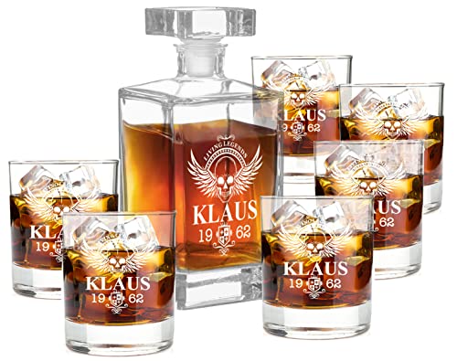 AIGAT Personalisiertes Whiskey karaffe Set mit 6 Whiskey Gläser, Geschenke für Ihn, Groomsman, individuelles Hochzeitsgeschenk, Größe 700ml von AIGAT