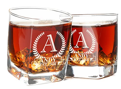 AIGAT Whisky Geschenk Personalisierte Geschenke 2 Stk. Whiskey Gläser mit Gravur Satz von 2, Whisky Tumbler Glas Größe 250ml von AIGAT