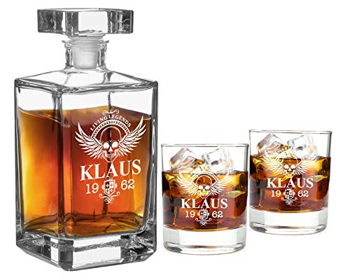 AIGAT Karaffe mit Whiskey Gläser Personalisiertes Whiskey Karaffen 700ml mit 2 STK. Gläser 270ml von AIGAT