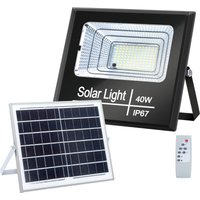 Aigostar - 40W led solar power spotlight mit fernbedienung twilight panel von AIGOSTAR