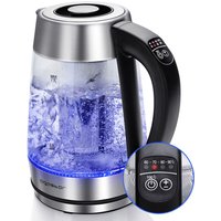 Glas Wasserkocher mit Temperatureinstellung 1,7L, 2-in-1 Teekocher mit Edelstahl Teesieb, Temperaturwahl 60°-100°C Farbwechsel led Beleuchtung, 120 von AIGOSTAR