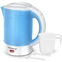 Kleiner Wasserkocher 0,6 Liter Mini Kettle, BPA-Frei, Kompakt Reisewasserkocher Set, Inklusive 2 Tassen und 2 Teelöffel, Leicht, Teekocher mit von AIGOSTAR