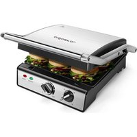 Kontaktgrill Sandwichmaker 180° Aufklappbar als Tischgrill Panini grill mit Abnehmbaren Platten Regelbarer Thermostat &Timer Antihaftbeschichtet, von AIGOSTAR