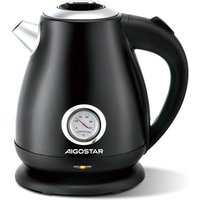 Aigostar - Retro Wasserkocher Edelstahl mit Analoger Temperaturanzeige, 1,7L, 2200W, Automatischer Abschaltung, Schwarz von AIGOSTAR