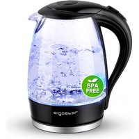 Wasserkocher Glas 1,7 Liter, 2200 Watt, LED-Beleuchtung, 100% bpa Frei, Verdicktes Borosilikatglas Wasserkocher mit Kalkfilter, 360° Edelstahl von AIGOSTAR