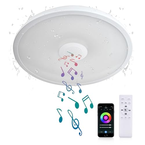 AIHONKON smart wasserdichte LED Deckenleuchte,28 CM,18 Watt,mit Bluetooth Lautsprecher,RGB Farbwechsel Funktion-2700k-6500k dimmbare Lampe,Tuya Anwendung Control-kompatibel mit Alexa Google Home AIHONKON smart wasserdichte LED Deckenleuchte,28 CM,18 Watt,mit Bluetooth Lautsprecher,RGB Farbwechsel Funktion-2700k-6500k dimmbare Lampe,Tuya Anwendung Control-kompatibel mit Alexa Google Home von AIHONKON