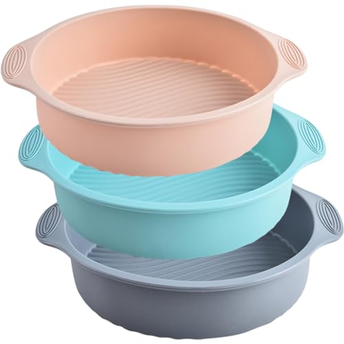 AIHSUMC 3 Stück Silikon Backform Rund Kuchenform, Antihaft Kuchenformen 9,4 Zoll Brotbackform für Schichtkuchen,Käsekuchen, Regenbogenkuchen, Chiffonkuchen, Geburtstagsfeier Hochzeitstag, Ø 24 cm AIHSUMC 3 Stück Silikon Backform Rund Kuchenform, Antihaft Kuchenformen 9,4 Zoll Brotbackform für Schichtkuchen,Käsekuchen, Regenbogenkuchen, Chiffonkuchen, Geburtstagsfeier Hochzeitstag, Ø 24 cm von AIHSUMC