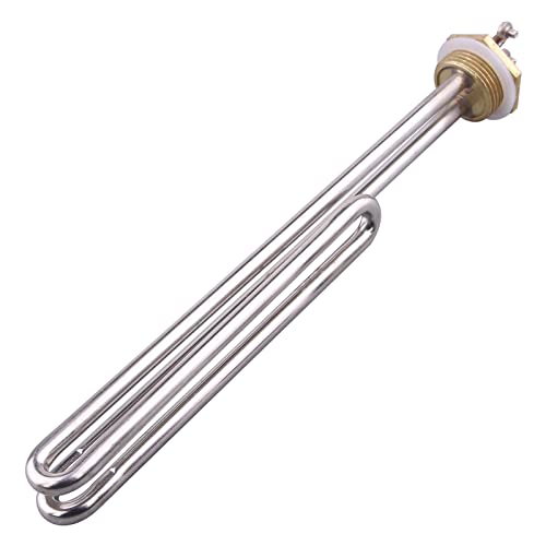 220 V 4000 W 1 Zoll (DN25) 33.2mm BSP Klappheizpatrone Elektroheizung Edelstahl Messingflansch mit Silikonring von AIICIOO