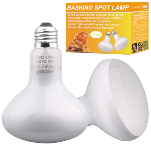 AIICIOO Reptilien-Heizung Glühbirne Bartagame Basking Spot Wärmelampe Schildkröte Basking Spot Lampe Glühbirne für Vivarium Küken Schlangen Frösche 50W 2er Pack Weiß von AIICIOO