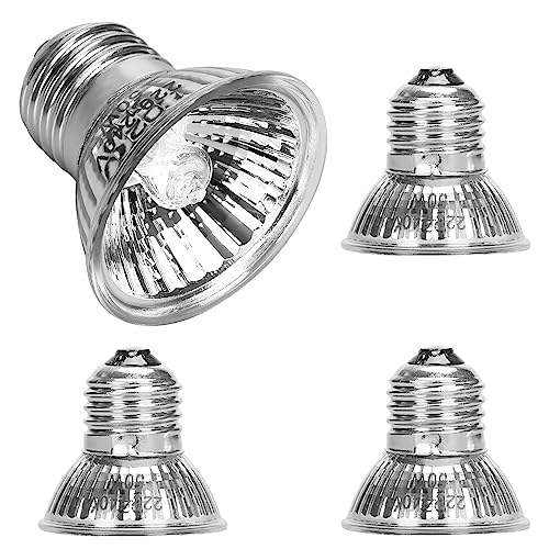 AIICIOO Reptilien Halogen-Glühlampe Schildkröte Wärmelampe UVA UVB Licht Aquarium Reptil Wärmelampe E27 Dimmbar Terrarium Lampe für Schildkröten Eidechsen Schlangen Spinnen 50W (4 Stück) von AIICIOO