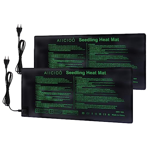 AIICIOO Sämling Heizung Matte Indoor Gewächshaus Erwärmung Matte Saatgut Keimung Pflanze Reptil Heizung Matte Terrarium 10 "x 20" 18 Watt 2 Packung von AIICIOO