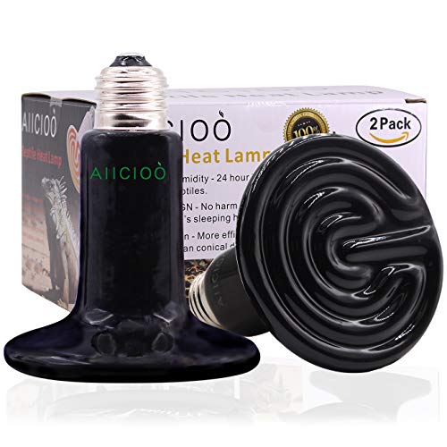 AIICIOO Terrarium Wärmelampe Keramik Reptilien Wärmelampe Tiere für Echsen/Bartagamen/Hühner/Schlangen Kein Licht zum Schutz der Augen der Tiere E27,230V 100W (2er Pack, schwarz) von AIICIOO