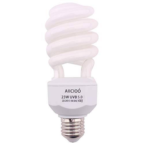 AIICIOO UVA UVB Lampe Schildkröte Terrarium 5.0 23W Terra Natural Light E27 Terrarien Sonnenlicht Lampe für Bartagamen Eidechse Leopardgecko 1 Pack von AIICIOO