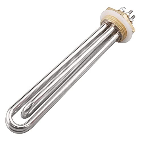 Edelstahl-Heizelement Messingflansch 1.25 Zoll (DN32) 42mm BSP 3U 24V 1500W mit Silikonring von AIICIOO