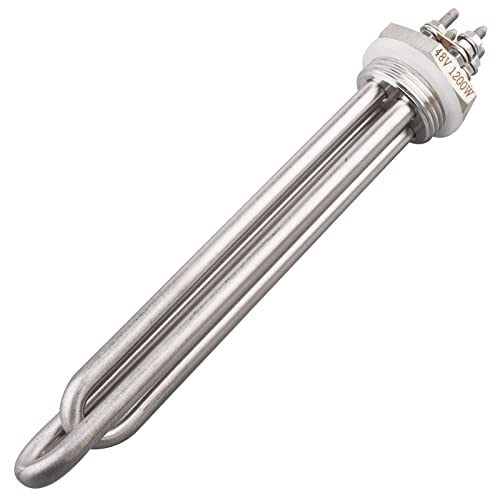 Edelstahlheizung 1" (DN25) Durchmesser 33.2mm BSP Heizpatrone Edelstahlflansch mit Silikonring 48V 1200W 2U von AIICIOO