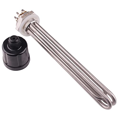 Elektrisches Heizelement 220 V 6000 W 3U 1.25 Zoll (DN32) 41.9mm BSP-Gewinde Edelstahlflansch mit Silikonring und Kunststoffabdeckung von AIICIOO