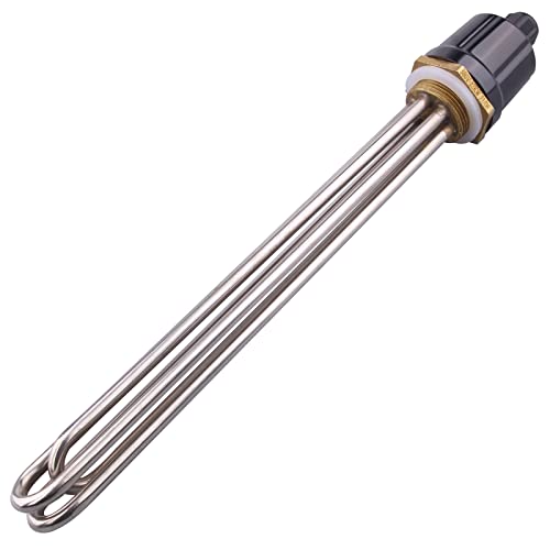 Elektrisches Heizelement 3U 1.25 Zoll (DN32) 41.9mm BSP-Gewinde Messingflansch mit Silikonring und Kunststoffabdeckung 220V 12000W von AIICIOO
