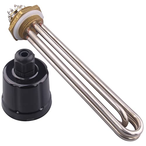 Elektrisches Heizelement mit Gewinde 3U 1.5 Zoll (DN40) 47.8mm BSP-Messingflansch mit Silikonring und Kunststoffabdeckung 220V 4500 W von AIICIOO