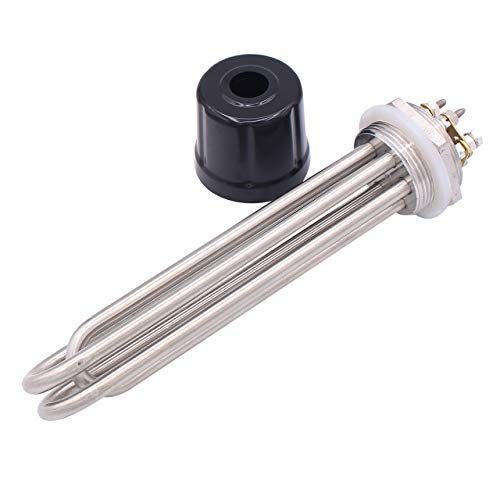 Heizelement 220V 4500W 3U 1.25 Zoll (DN32)41.9mm BSP-Gewinde Edelstahlflansch mit Silikonring und Kunststoffabdeckung von AIICIOO