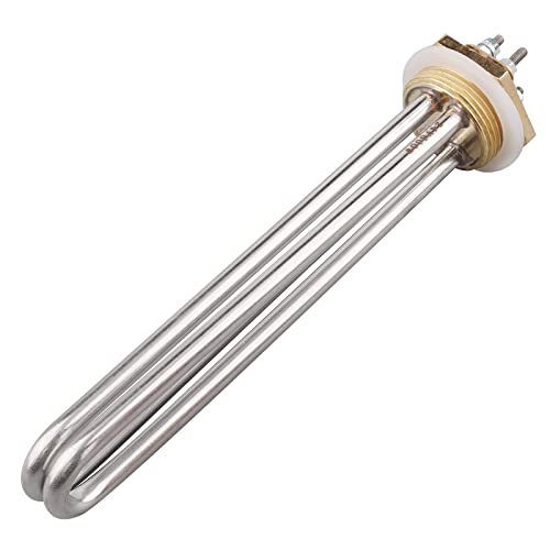 Heizelement Edelstahl 1.25 Zoll (DN32) 42mm BSP 2U 24V 600W Messingflansch mit Silikonring von AIICIOO