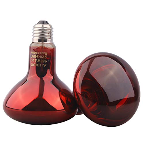 AIICIOO Infrarot-Wärmelampe - Reptilien-Heizlampe, die den Lichtpunkt für Eidechsen-Schildkröten-Schlangen-Spinnen-Drachen erwärmt, 150 W 2er-Pack, rot von AIICIOO