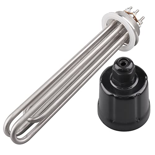 Tri-Clamp-Heizelement DN50 220V 4500W 2 Zoll Durchmesser 59.6mm Elektro-Rohrheizkörper mit schwarzer Kunststoffabdeckung und Silikonring von AIICIOO