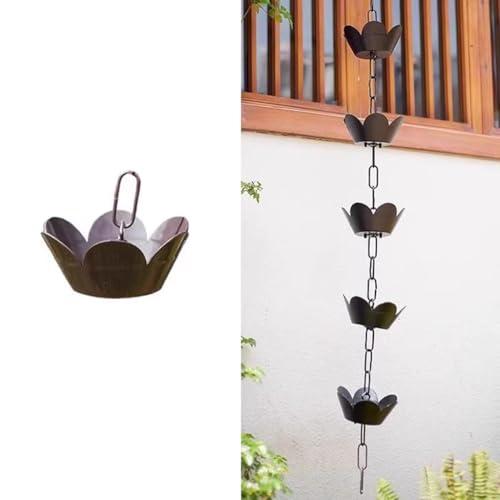 AIJILI Edle Regenkette aus Aluminiumlegierung, dekorativer Ersatz for Dachrinnen mit Haken, for EIN faszinierendes Wasserspiel(Brown,1.0m/3.3ft) von AIJILI