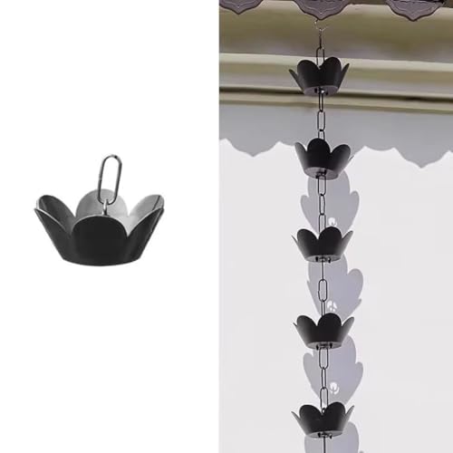 AIJILI Edle Regenkette aus Aluminiumlegierung, dekorativer Ersatz for Dachrinnen mit Haken, for EIN faszinierendes Wasserspiel(Schwarz,1.0m/3.3ft) von AIJILI