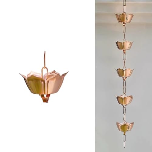 AIJILI Regenketten Große Lotus-Regenkette, dekorative Regenfängerkette aus ABS/Aluminiumlegierung/Kupfer for Dachrinnen, Ersatz-Fallrohr for Regenrinnen(Gold,5.0m/16.5ft) von AIJILI