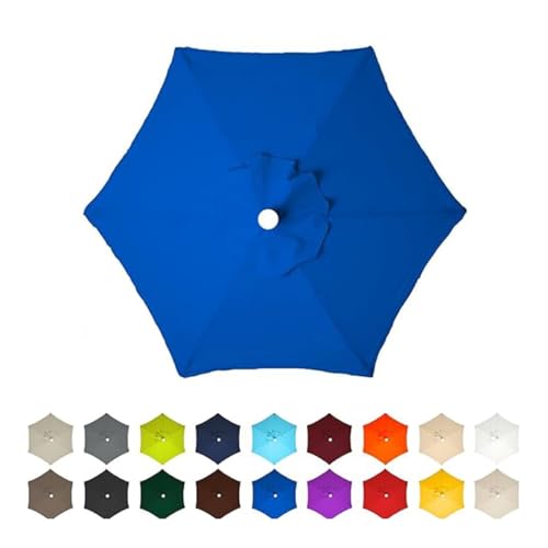 AIJUSSS Regenschirm-Ersatztuch, 6 Rippen/8 Rippen, Sonnenschirmdach, Sonnenschirm for Hinterhof, Terrasse, Garten, wasserdichtes Polyestertuch(Blue,3m/9.8ft (6 Ribs)) von AIJUSSS