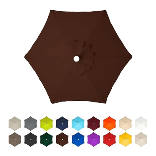 AIJUSSS Regenschirm-Ersatztuch, 6 Rippen/8 Rippen, Sonnenschirmdach, Sonnenschirm for Hinterhof, Terrasse, Garten, wasserdichtes Polyestertuch(Coffee,2.5m/8ft(6 Ribs)) von AIJUSSS