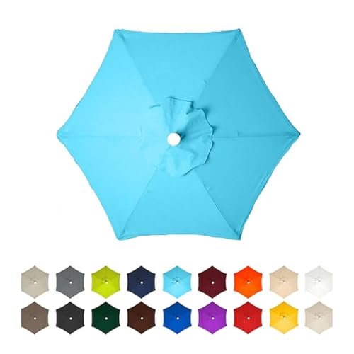 AIJUSSS Regenschirm-Ersatztuch, 6 Rippen/8 Rippen, Sonnenschirmdach, Sonnenschirm for Hinterhof, Terrasse, Garten, wasserdichtes Polyestertuch(Cyan,2.3m/7.5ft(8 Ribs)) von AIJUSSS