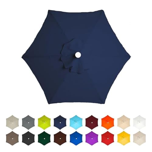 AIJUSSS Regenschirm-Ersatztuch, 6 Rippen/8 Rippen, Sonnenschirmdach, Sonnenschirm for Hinterhof, Terrasse, Garten, wasserdichtes Polyestertuch(Dark Blue,3m/9.8ft (6 Ribs)) von AIJUSSS