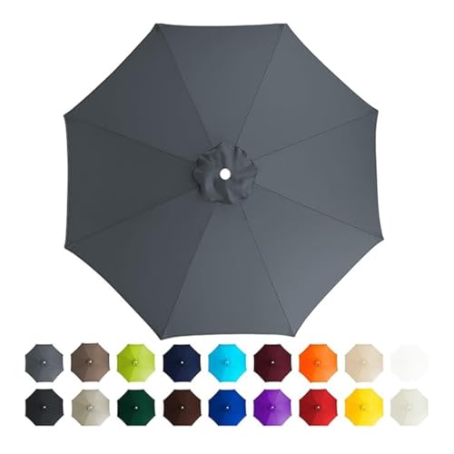 AIJUSSS Regenschirm-Ersatztuch, 6 Rippen/8 Rippen, Sonnenschirmdach, Sonnenschirm for Hinterhof, Terrasse, Garten, wasserdichtes Polyestertuch(Gray,3.5m/11.4ft(8 Ribs)) von AIJUSSS
