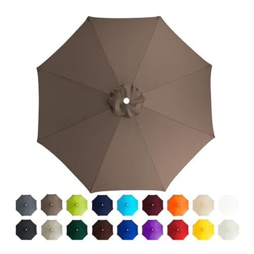 AIJUSSS Regenschirm-Ersatztuch, 6 Rippen/8 Rippen, Sonnenschirmdach, Sonnenschirm for Hinterhof, Terrasse, Garten, wasserdichtes Polyestertuch(Light Coffee,2m/6.5ft (6 Ribs)) von AIJUSSS