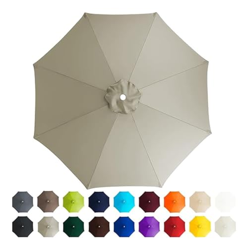 AIJUSSS Regenschirm-Ersatztuch, 6 Rippen/8 Rippen, Sonnenschirmdach, Sonnenschirm for Hinterhof, Terrasse, Garten, wasserdichtes Polyestertuch(Light Gray,2m/6.5ft (6 Ribs)) von AIJUSSS