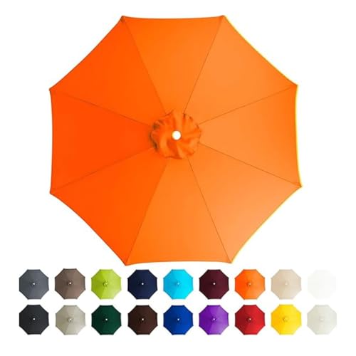 AIJUSSS Regenschirm-Ersatztuch, 6 Rippen/8 Rippen, Sonnenschirmdach, Sonnenschirm for Hinterhof, Terrasse, Garten, wasserdichtes Polyestertuch(Orange,2.7m/8.9ft (6 Ribs)) von AIJUSSS
