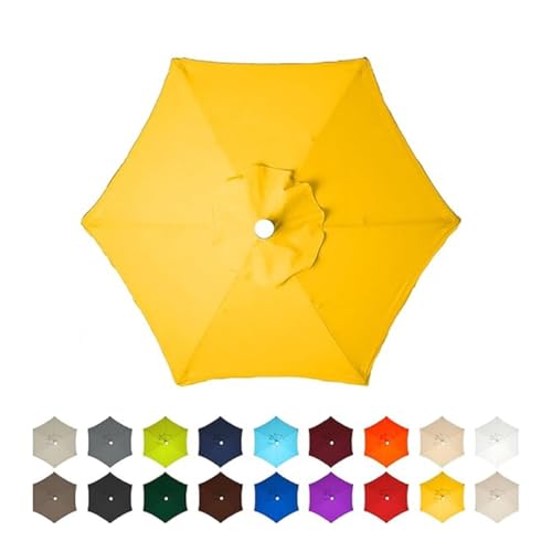 AIJUSSS Regenschirm-Ersatztuch, 6 Rippen/8 Rippen, Sonnenschirmdach, Sonnenschirm for Hinterhof, Terrasse, Garten, wasserdichtes Polyestertuch(Yellow,3.5m/11.4ft(8 Ribs)) von AIJUSSS