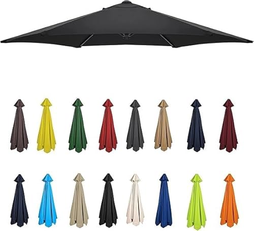 AIJUSSS Schirmdach for 6/8-Rippen-Schirm-Ersatzabdeckung, wasserdichtes Polyester-Sonnenschirmtuch for Garten und Terrasse for den Hinterhofpool(Black,2.7m/8.9ft (8 Ribs)) von AIJUSSS