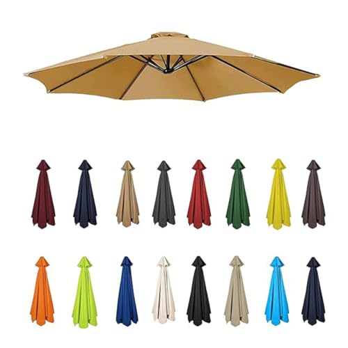 AIJUSSS Schirmdach for 6/8-Rippen-Schirm-Ersatzabdeckung, wasserdichtes Polyester-Sonnenschirmtuch for Garten und Terrasse for den Hinterhofpool(Khaki,2.7m/8.9ft (6 Ribs)) von AIJUSSS