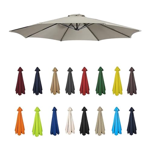 AIJUSSS Schirmdach for 6/8-Rippen-Schirm-Ersatzabdeckung, wasserdichtes Polyester-Sonnenschirmtuch for Garten und Terrasse for den Hinterhofpool(Light Gray,2m/6.5ft (6 Ribs)) von AIJUSSS