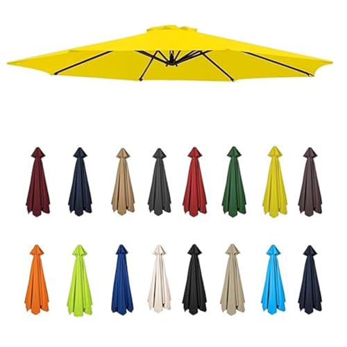 AIJUSSS Schirmdach for 6/8-Rippen-Schirm-Ersatzabdeckung, wasserdichtes Polyester-Sonnenschirmtuch for Garten und Terrasse for den Hinterhofpool(Yellow,2.5m/8ft(6 Ribs)) von AIJUSSS