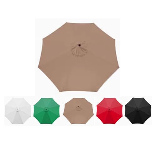 AIJUSSS Terrassenschirm-Ersatzdach, Schirmabdeckung, 6/8 Rippen, Sonnenschirmtuch for den Außenbereich, for Hinterhof, Terrasse, Garten, Pool(Khaki,2.7m/8.9ft (8 Ribs)) von AIJUSSS